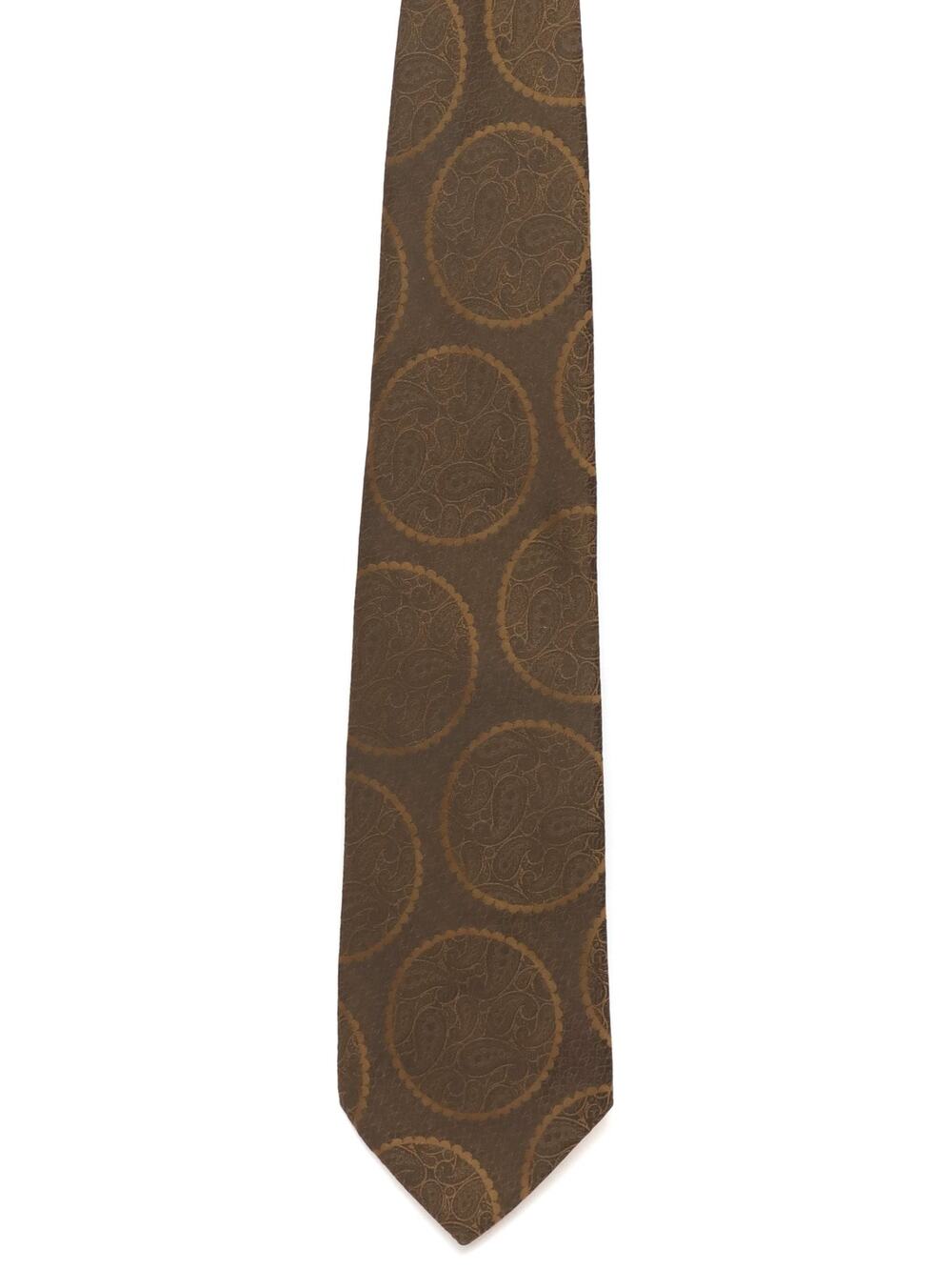 Vintage 70s Damano Brown Geometric Circle Polyester Necktie